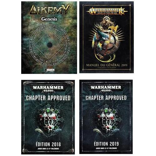 Lot Livres Règles Jeux Figurines : Alkemy Genesis + Warhammer Age Of Sigmar 2019 + Warhammer 40000 Edition 2018 + Warhammer 40000 Edition 2019