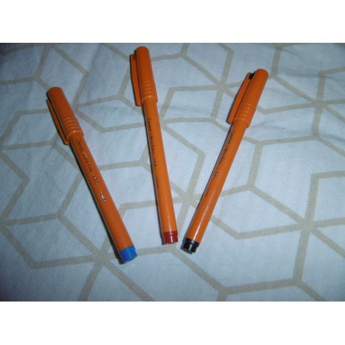 Stylo Feutre Pointe Fine Corps Orange Pentel S570 Lot De 3 Assorties