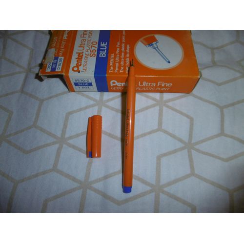 Stylo Feutre Pointe Fine Corps Orange Bleu Pentel S570 Boite De 12