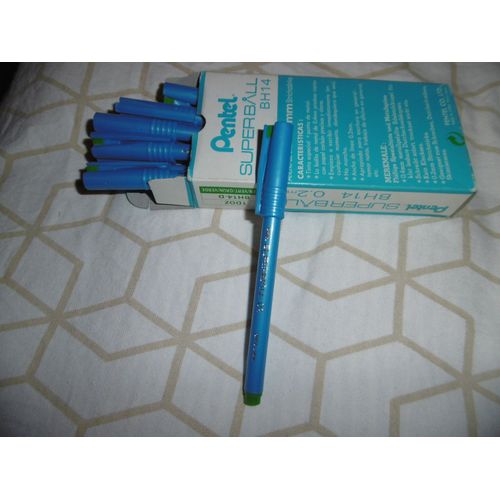 Stylo Feutre À Bille Écriture Fine Métal 0.4mm Pentel Bh14 Boite De 12 Vert