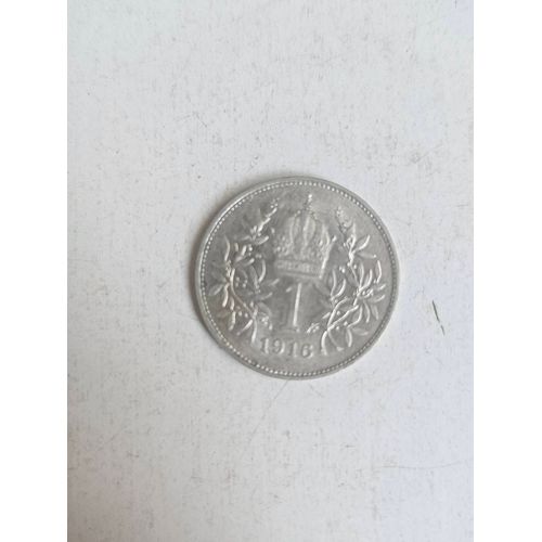 Pièce De Monnaie Argent 1 Corona Franz Joseph I 1916 Autriche Habsbourg