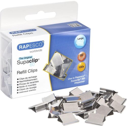 Rapesco Lot De 100 Pinces De Recharge Supaclip® 60 Acier Inoxydable
