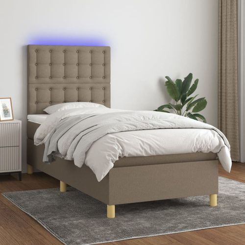 Vidaxl Sommier Tapissier Avec Matelas Et Led Taupe 100x200 Cm Tissu