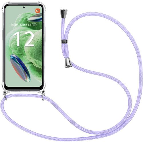 Coque Bandoulière Pour Xiaomi Redmi Note 12 5g - Anti-Rayures Souple Protection Silicone + Bandoulière Violet - E.F.Connection