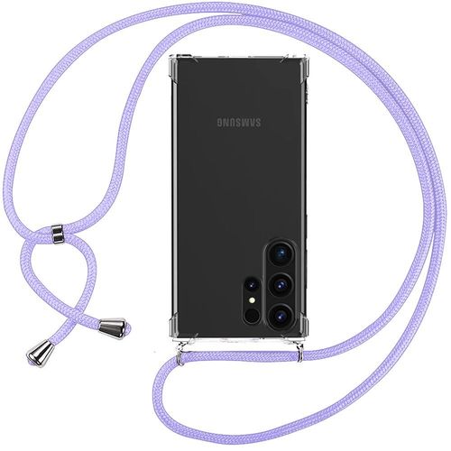 Coque Bandoulière Pour Samsung Galaxy S23 Ultra - Anti-Rayures Souple Protection Silicone + Bandoulière Violet - E.F.Connection