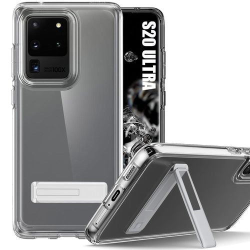 Coque Antichoc Pour Samsung Galaxy S20 Ultra - Protection Tpu Transparent Avec Anneau Argenté - E.F.Connection