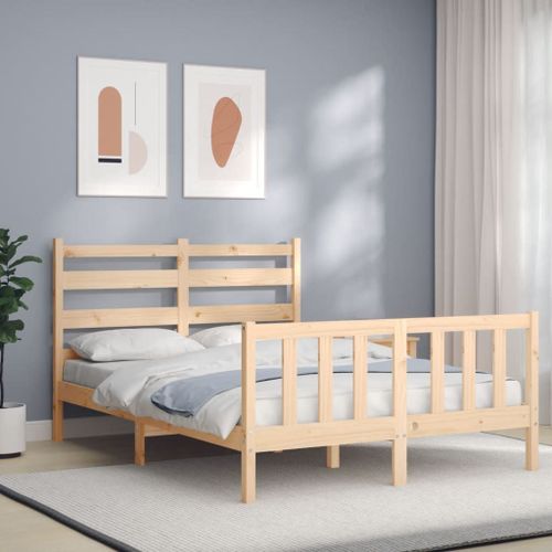 Vidaxl Cadre De Lit Avec Tête De Lit 120x200 Cm Bois Massif