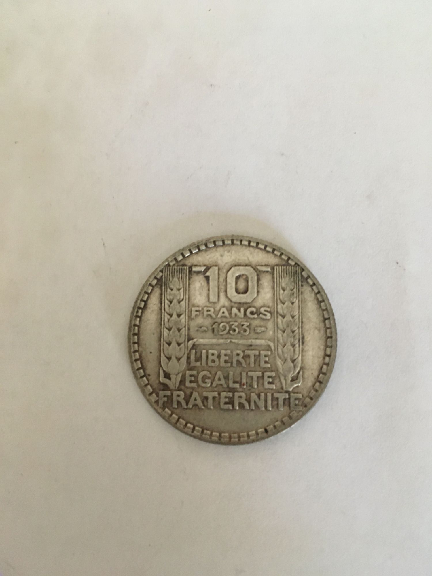 Pièce 10 Francs Argent Turin 1933 France