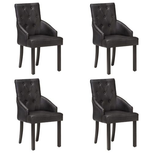 Chaises De Salle À Manger 4 Pcs Noir Cuir De Chèvre Véritable - Vidaxl