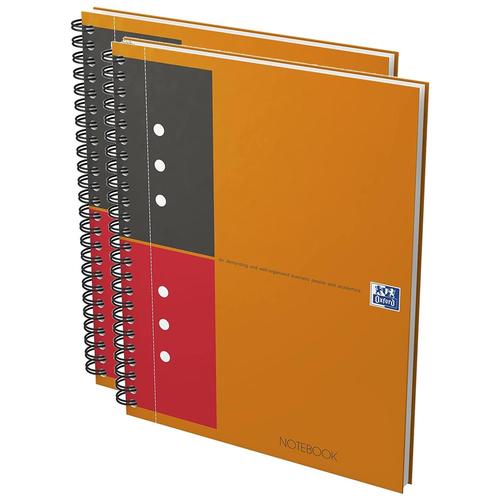 Oxford Lot De 2 Cahiers Notebook Spirale 17x21cm 160p Perforées 80g Lignées 6m-Orange