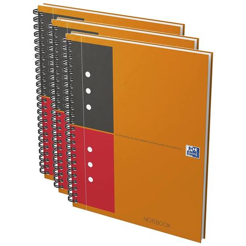 Oxford Lot De 3 Cahiers Notebook Spirale 17x21cm 160p Perforées 80g Lignées 6m-Orange