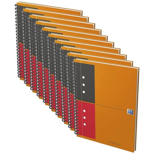 Oxford Lot De 10 Cahiers Notebook Spirale 17x21cm 160p Perforées 80g Lignées 6m-Orange