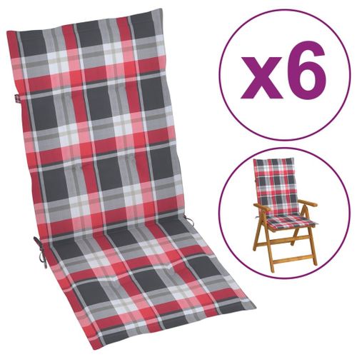 Coussins De Chaise De Jardin 6 Pcs Carreaux Rouges 120x50x3 Cm Vidaxl