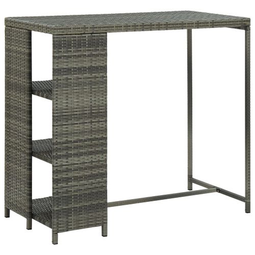 Vidaxl Table De Bar Avec Rangement Gris 120x60x110 Cm Résine Tressée