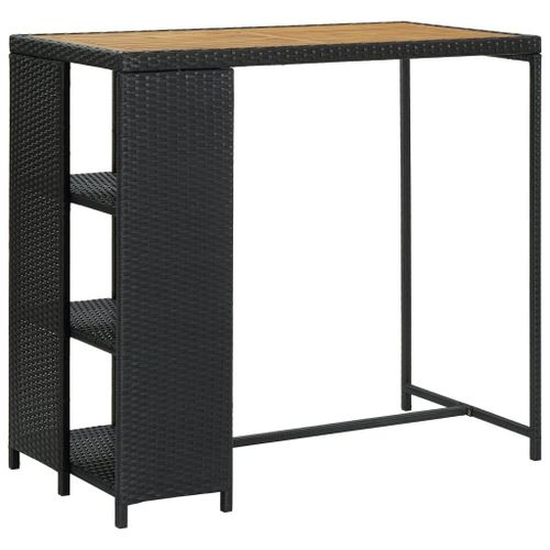 Table De Bar Avec Rangement Noir 120x60x110 Cm Résine Tressée - Vidaxl