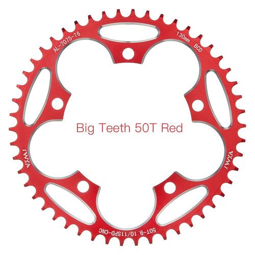 130bcd - 50t Rouge - Plateau De Vélo De Route Ultraléger Et Large, En Alliage