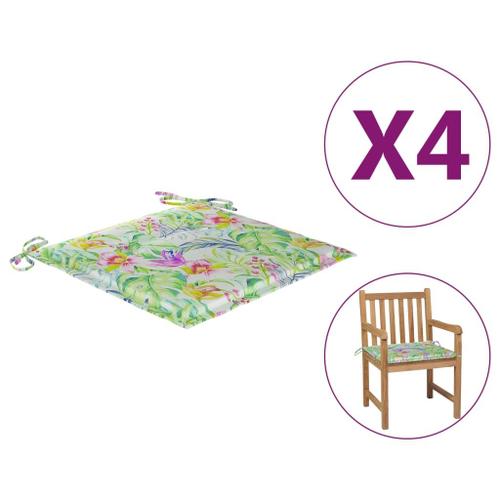 Vidaxl Coussins De Chaise De Jardin 4pcs Motif Feuille 50x50x3cm Tissu