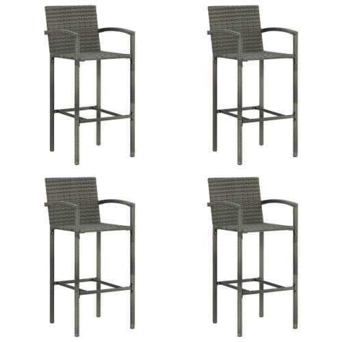 Vidaxl Tabourets De Bar 4 Pcs Gris Résine Tressée