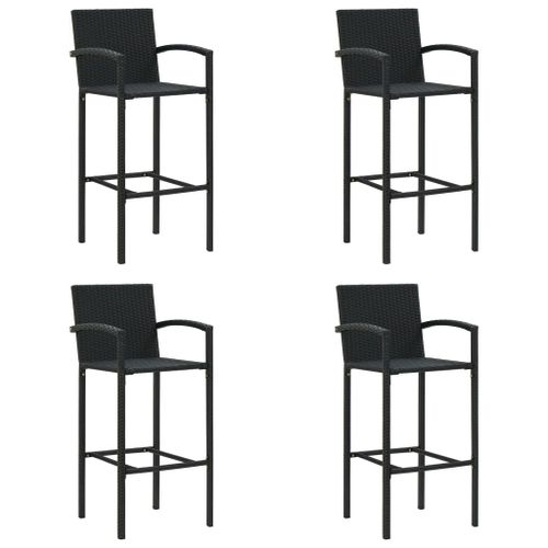 Vidaxl Tabourets De Bar 4 Pcs Noir Résine Tressée
