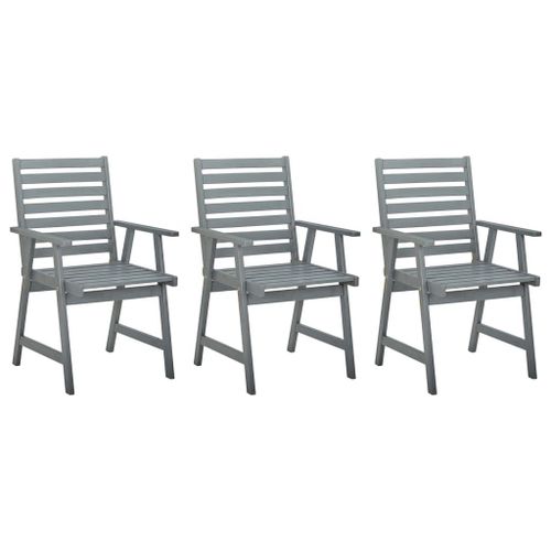 Vidaxl Chaises De Salle À Manger D'extérieur 3 Pcs Gris Bois D'acacia