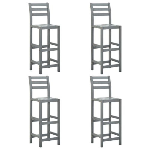 Vidaxl Tabourets De Bar 4 Pcs Gris Bois D'acacia Massif