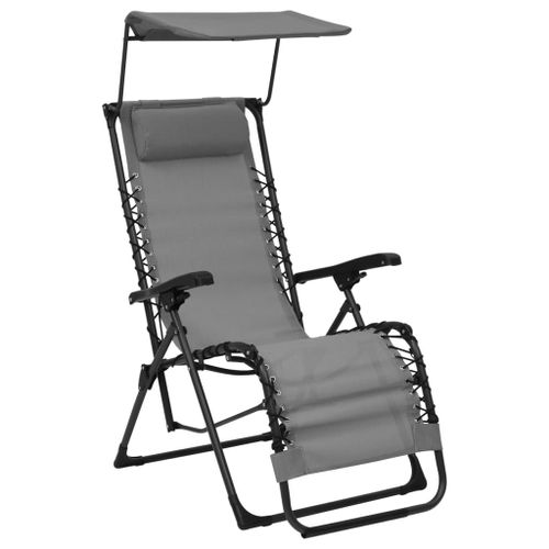 Vidaxl Chaise Pliable De Terrasse Textilène Gris