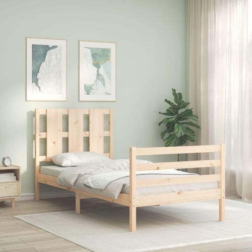 Vidaxl Cadre De Lit Avec Tête De Lit 90x200 Cm Bois Massif