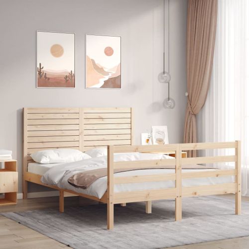 Vidaxl Cadre De Lit Avec Tête De Lit 120x200 Cm Bois Massif