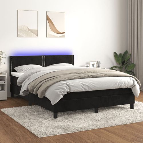 Vidaxl Sommier Tapissier Avec Matelas Et Led Noir 140x200 Cm Velours
