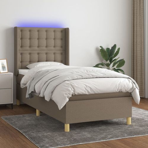 Vidaxl Sommier Tapissier Avec Matelas Et Led Taupe 100x200 Cm Tissu