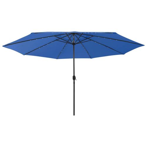Vidaxl Parasol D'extérieur Avec Led Et Mât En Métal 400 Cm Bleu Azuré