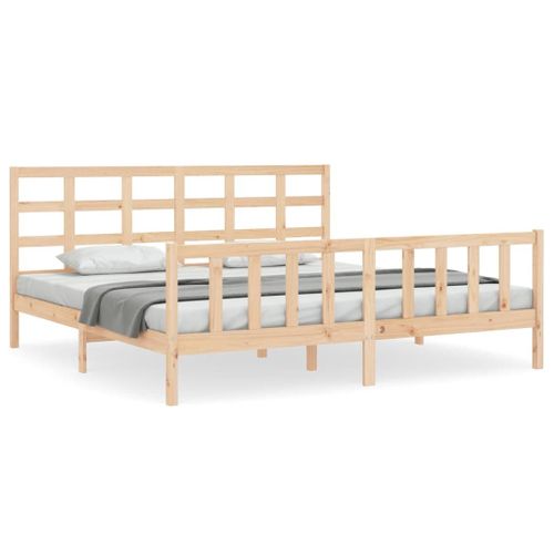 Vidaxl Cadre De Lit Avec Tête De Lit 180x200 Cm Bois Massif