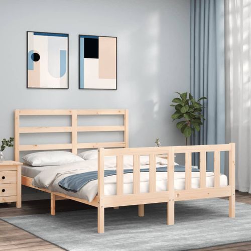 Vidaxl Cadre De Lit Avec Tête De Lit 120x200 Cm Bois Massif