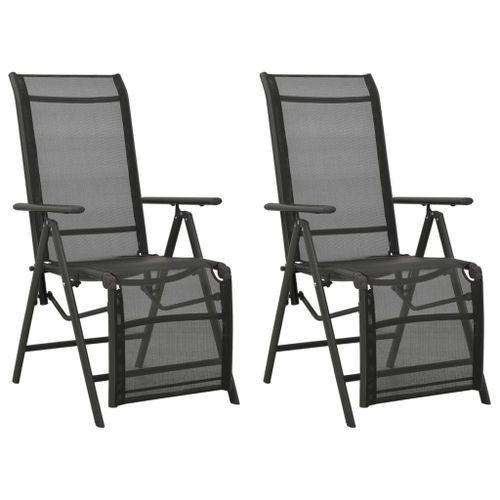 Vidaxl Chaises Inclinables De Jardin 2 Pcs Textilène Et Aluminium Noir