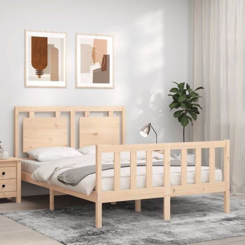 Vidaxl Cadre De Lit Avec Tête De Lit 120x200 Cm Bois Massif