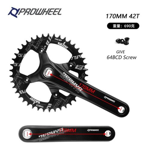 170 Mm 42t - Prowheel Pédalier De Vélo De Montagne, Bras De Manivelle Carrés Pour Vélo, Pignon Rond, 64 Bcd, Commencerbcd