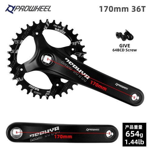 170 Mm 36t - Prowheel Pédalier De Vélo De Montagne, Bras De Manivelle Carrés Pour Vélo, Pignon Rond, 64 Bcd, Commencerbcd