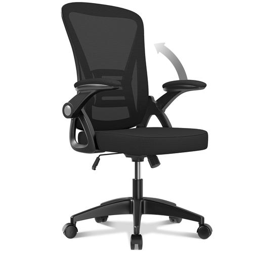 Chaise De Bureau - Naspaluro Ergonomique Siège - Fauteuil Avec Accoudoir Rabattable À 90° - Support Lombaire - Réglable En Hauteur