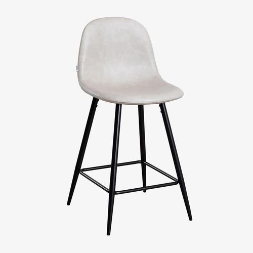 Pack De 2 Tabourets Hauts En Simili Cuir Glamm Noir ¿65 Cm Gris Taupe Clair