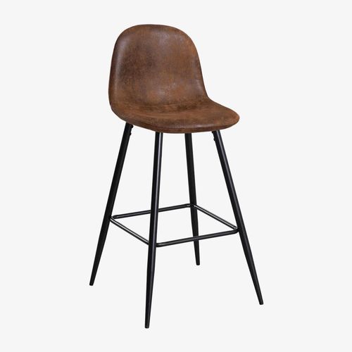 Pack De 2 Tabourets Hauts En Simili Cuir Glamm Noir ¿75 Cm Café Vintage