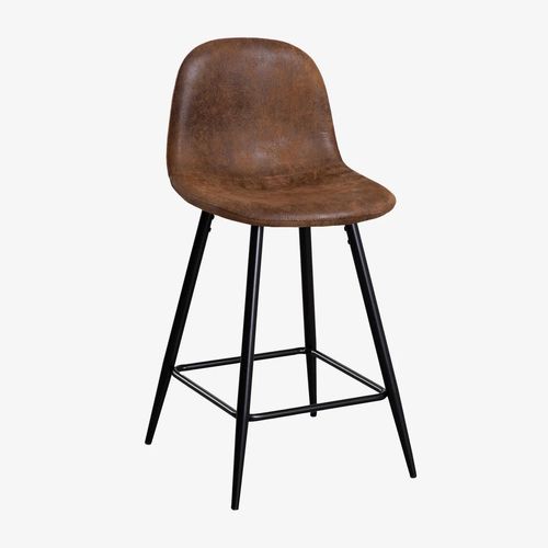 Pack De 2 Tabourets Hauts En Simili Cuir Glamm Noir ¿65 Cm Café Vintage