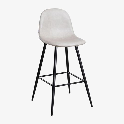 Pack De 2 Tabourets Hauts En Simili Cuir Glamm Noir ¿75 Cm Gris Taupe Clair