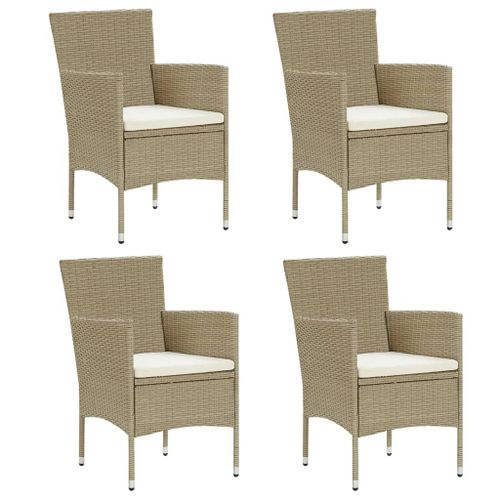 Vidaxl Chaises De Salle À Manger De Jardin 4 Pcs Résine Tressée Beige