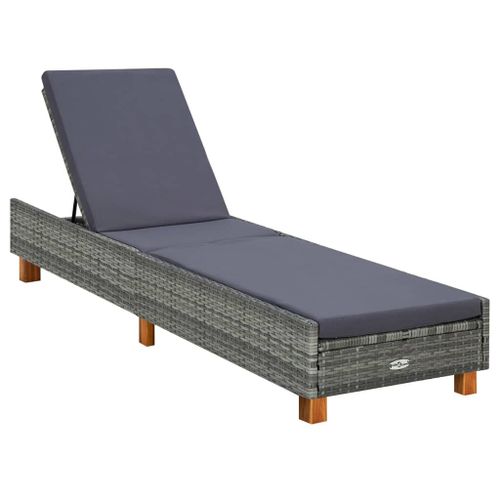 Vidaxl Transat Avec Coussin Résine Tressée Gris