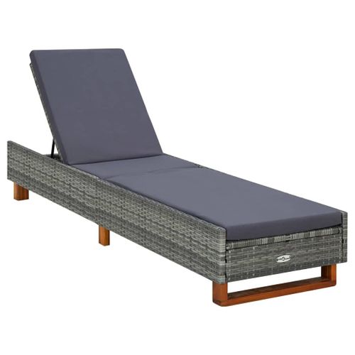 Vidaxl Transat Avec Coussin Résine Tressée Gris