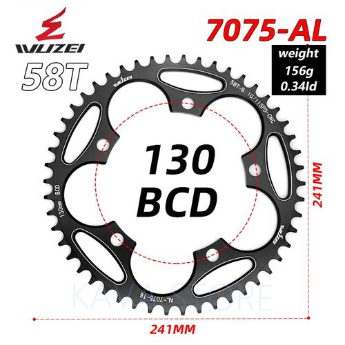 130 Bcd 58t Noir - Wei Mercedes Pignon De Chaîne De Vélo De Route Pliant, Rond, Étroit, Large, Pignons