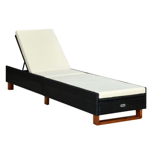 Vidaxl Transat Avec Coussin Résine Tressée Noir