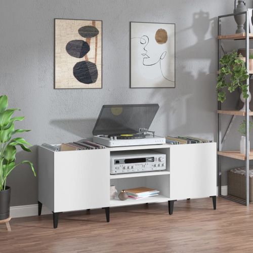 Vidaxl Armoire À Disques Blanc 121x38x48 Cm Bois D'ingénierie