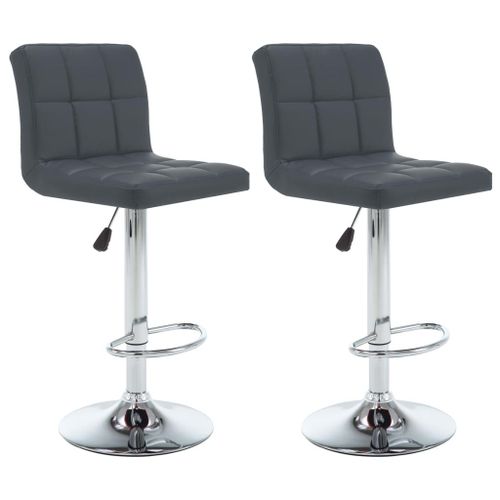 Vidaxl Tabourets De Bar 2 Pcs Gris Similicuir