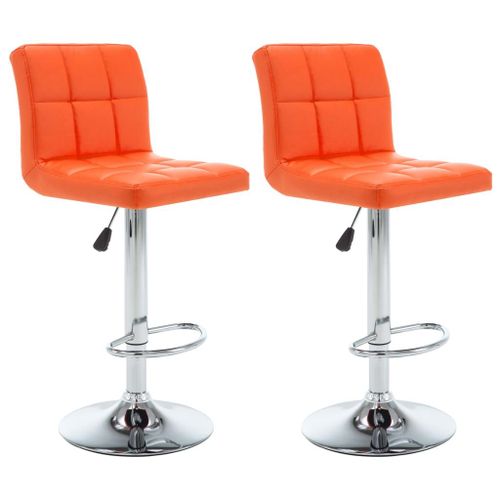 Vidaxl Tabourets De Bar 2 Pcs Orange Similicuir